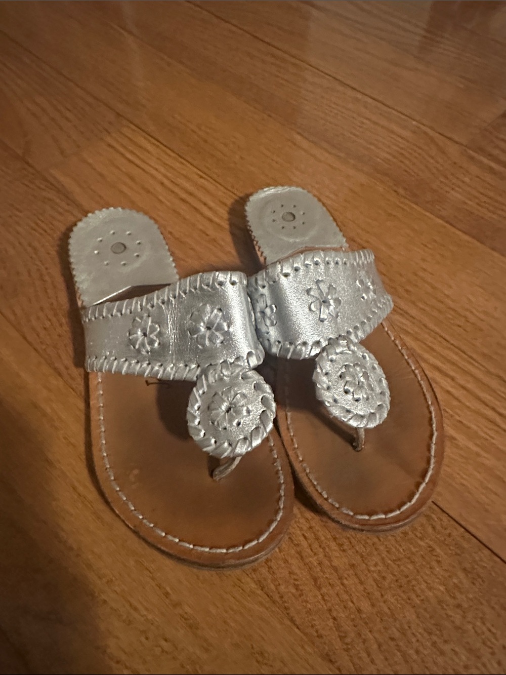 Jack Rogers Silver Braided Slide Sandals